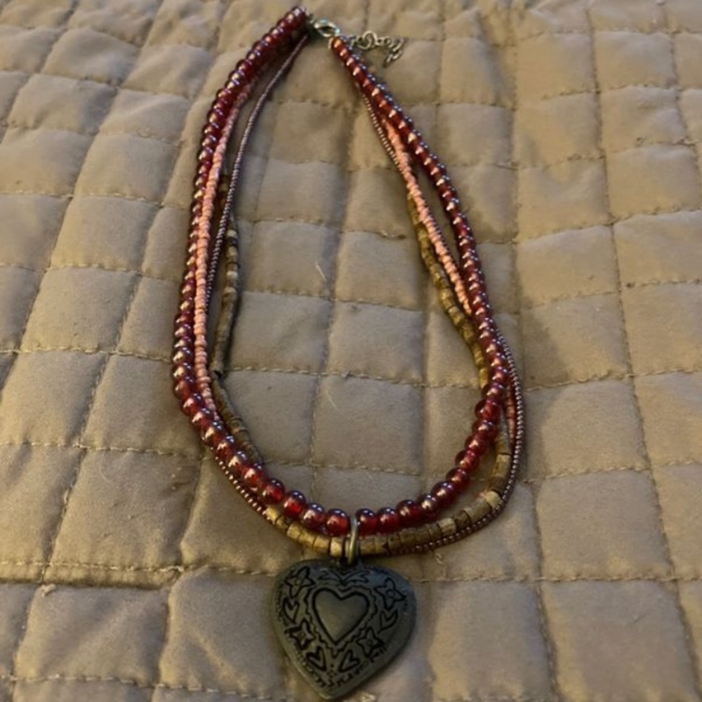 Aeropostale beaded heart charm necklace.